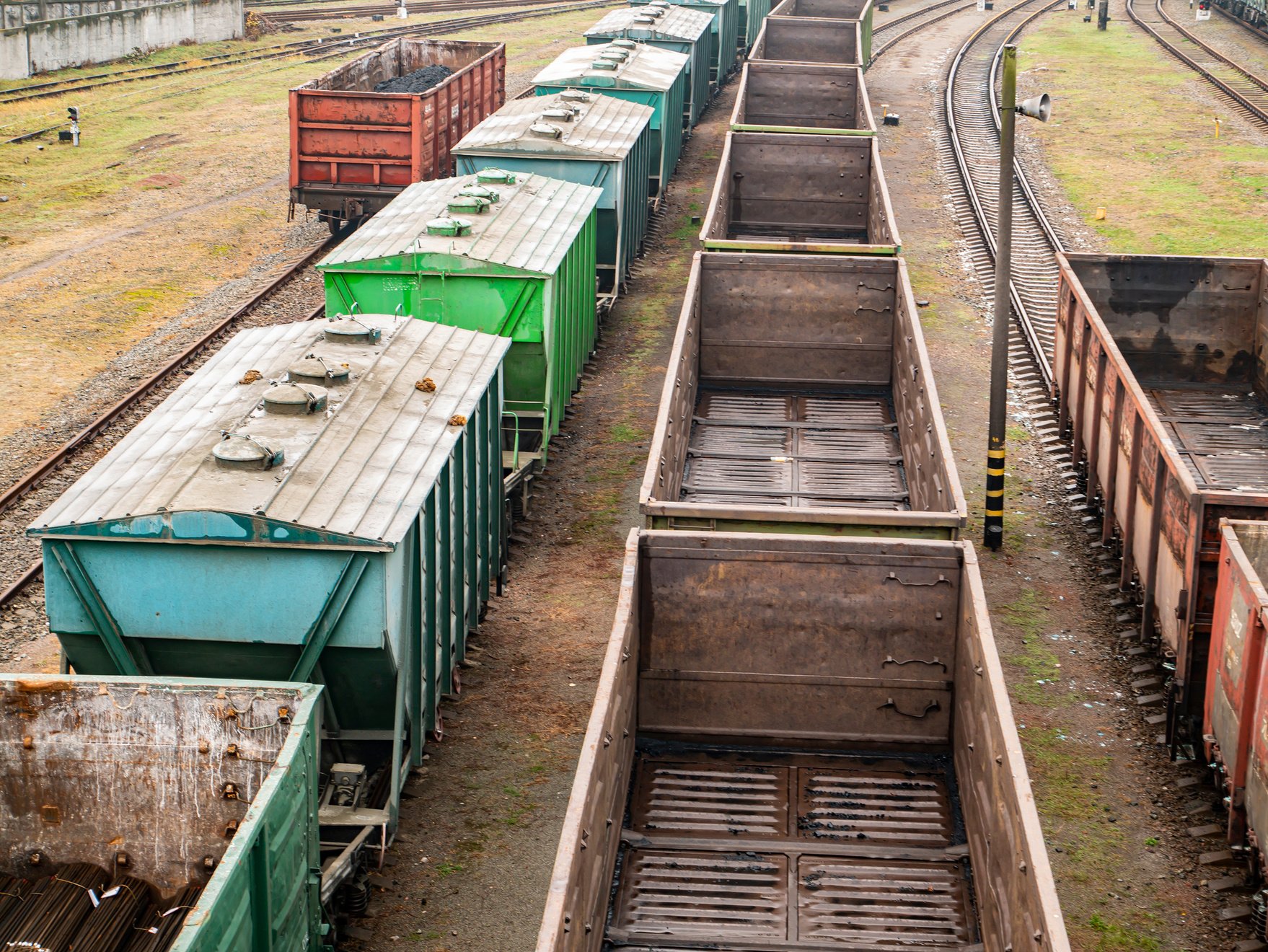 Commodity cars on the railway.